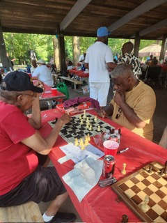 Chess players at NYC Police Council of Retired Guardians 11th Annual Outing in 2025